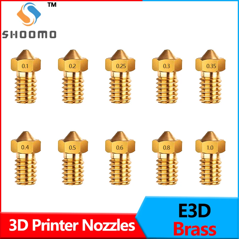 SHOOMO 3D Printer Extruder Brass Nozzles Print Head for 1.75mm 3.0mm Filament E3D V5 V6 Anet 8 Anycubic i3