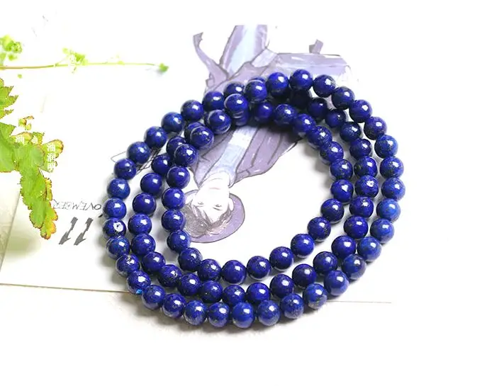 

6mm Nature lapis lazuli Mala Bead Bangle lazurite bead Bracelet gemstone Amulet