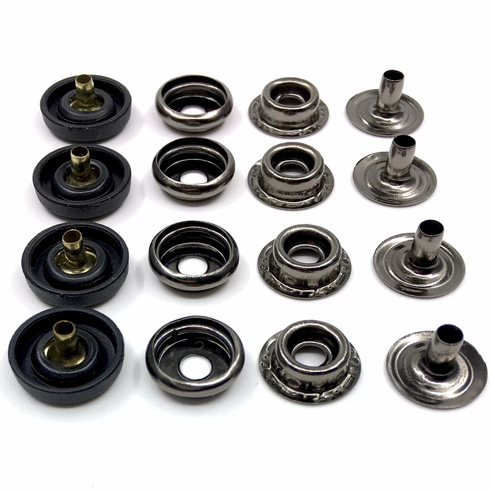 50 Sets Druckknöpfe, 15 mm, 17 mm obere Abdeckung, schwarzes und weißes Nylonmaterial, Knöpfe, Kunststoff-Druckknöpfe, Nietenknopf, T3T5, T8-Zubehör