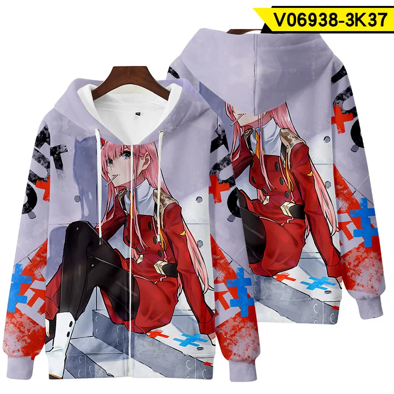 Sweat-shirt à capuche avec fermeture éclair pour hommes et femmes, Costume de Cosplay Anime Darling In The Franxx Zero Two 02 HIRO ICHIGO MIKU KOKORO 3D