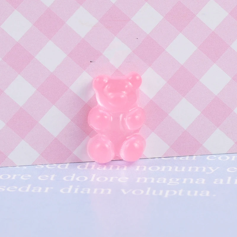 50pcs/Lot Fashion Cute Resin Soft Gummy Bear Pendant Flatback Charms For Woman Girls Cartoon  DIY