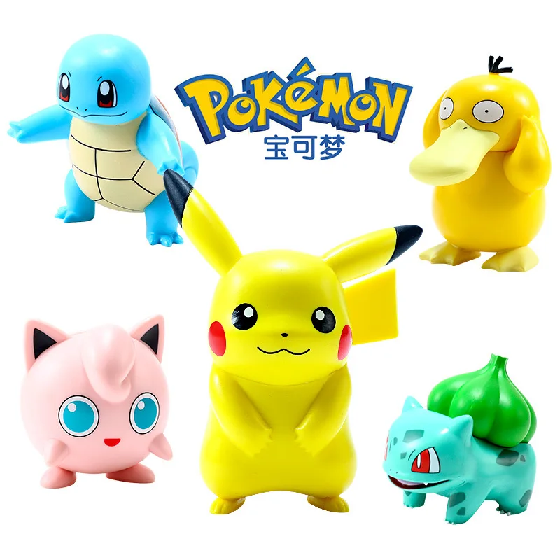 TAKARA TOMY 6 Styles Pokemon Cute Figure Doll Pikachu Charmander  Psyduck Squirtle Jigglypuff  Toys Hobbies Action Toy Figures