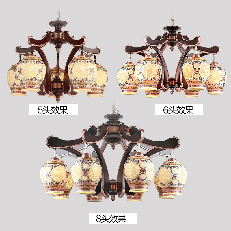 Ancient Chinese ceramic living room lights Jingdezhen ceramic classical bedroom restaurants pendant lights LO7307