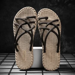 Men's Summer Special Offer Slipper Fashion Character Wove Cotton Rope Outdoor Casual Soft-soled Non-slip Sandal 39-44