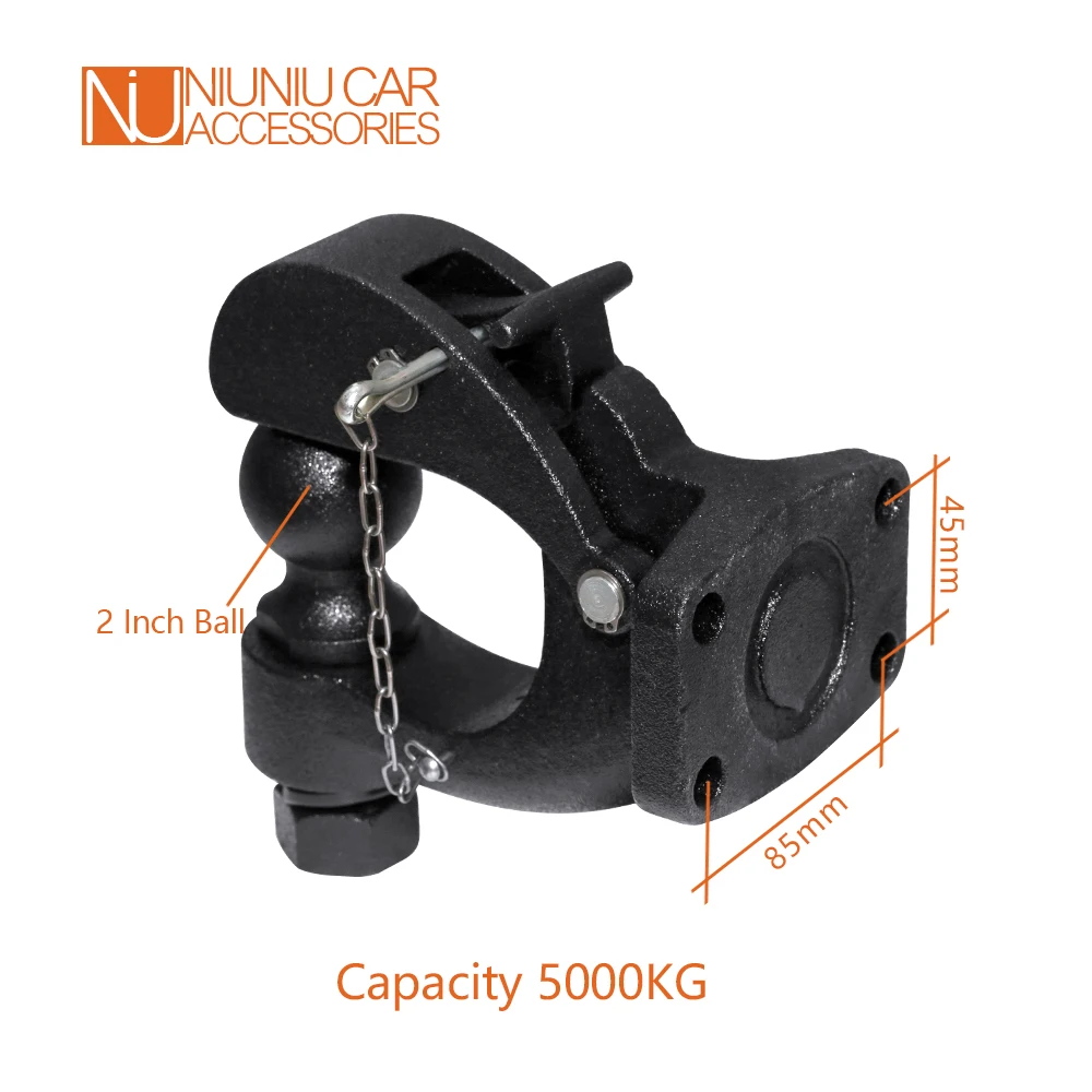 Matte Black Pintle Hook Hitch With 2