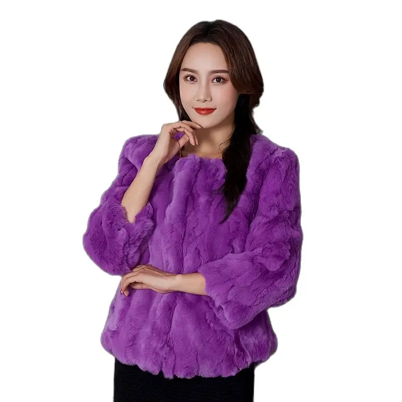 

Rabbit Fur Fur Coat Women 2022 Autumn Winter New Fashion One Piece Of Fur Overcoat Women Short Jacket 5XL