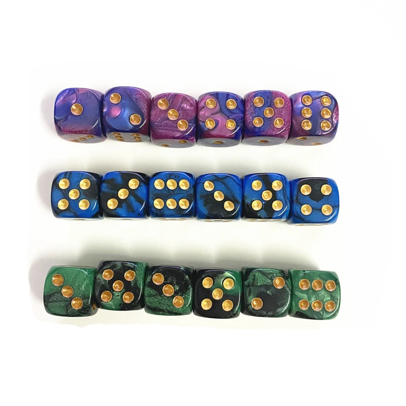 6 Pcs/lots 16MM D6 Rounded Colourful Double Color Dice for DND RPG Portable Board Game As Gift