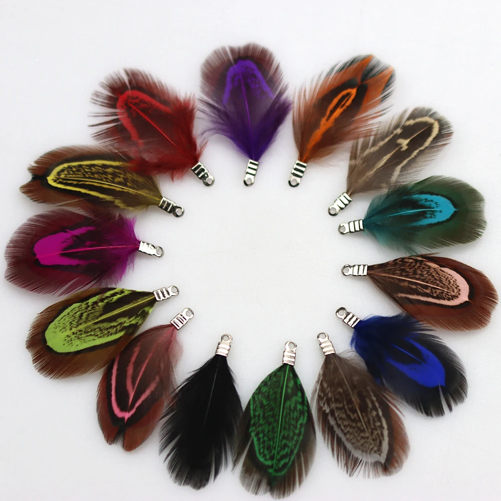 3.5/4.5cm Natural Feather Tassel Pendant 12Psc/Lot Jewelry Furniture Decoration DIY Bracelet Necklace Earrings Making Charm