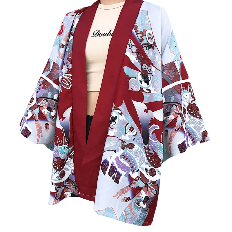 Kimono tradicional japonés estilo Harajuku ukiyo-e, cárdigan Yukata, ropa de protección solar, vestido Kimono