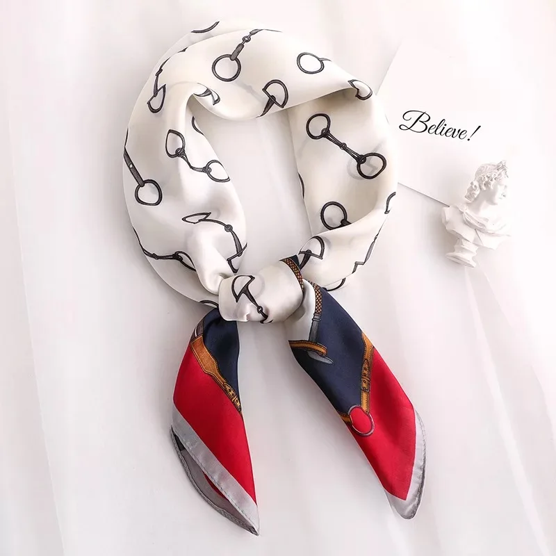 70*70cm Fashion Handkerchief Print Silk Satin Neck Scarf Women Small Shawl Hair Female office Lady bandanna foulard muffler wrap