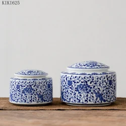 Classical Ceramic Tea Caddy Kitchen Storage Container Candy Nut Sealed Jar Crafts Kung Fu Tea Sealed Storage Jar Home Decoration