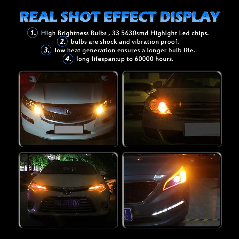 2pcs 1156 BAU15S PY21W 7507 LED Bulbs For Cars Turn Signal Lights Amber/Orange Lighting White Red Blue 5630 5730 33SMD