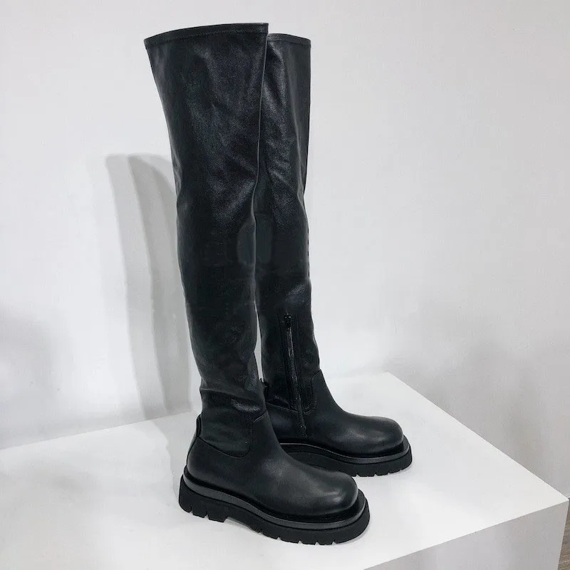 

Over-the-knee Boots 2021 Women's Autumn High Boots Winter Side Zipper Chelsea Boots Elastic Socks Boots Botas De Mujer Shoes