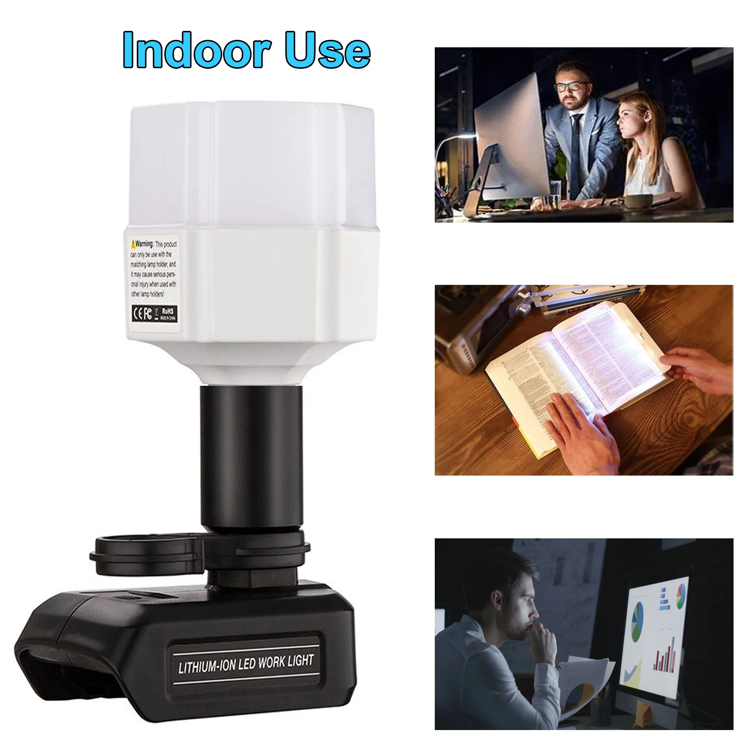 調整可能なポータブルLEDキャンプライト,屋内緊急作業灯,バッテリーはDeWalt,12w,dcb203,dcb204,dcb