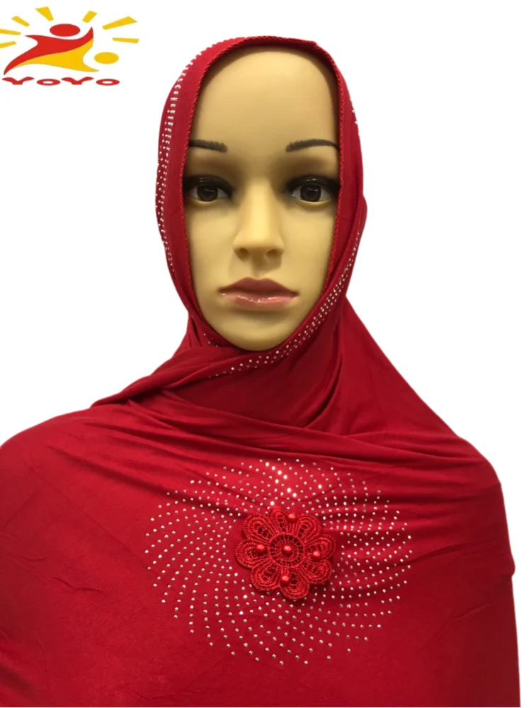 100% Soft Cotton Scarf KASHKHA Scarf for African Muslim Women Dubai Pray Big Size Shawls with rhinestonesHB050