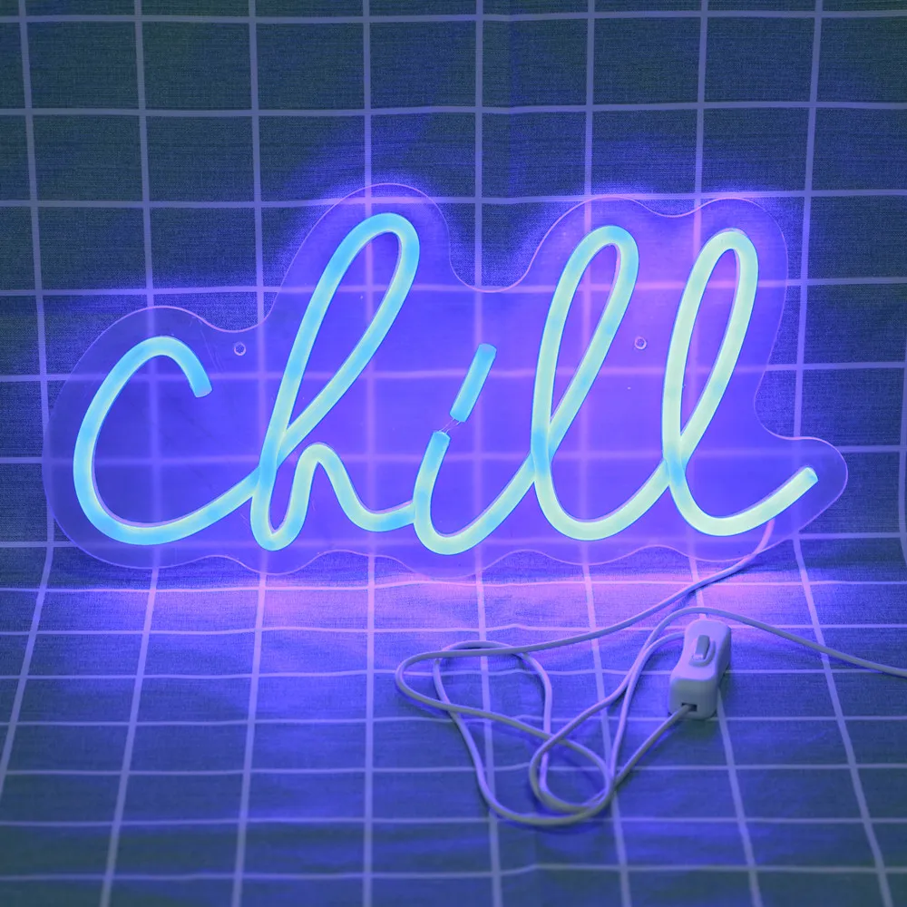 Chill Neon Sign, Wall Decor, Hanging Letter, Wedding Party, Birthday, Bedroom, Name Logo, Flexible Neon Light for Room Decor