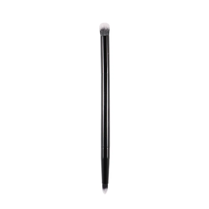 Double-Ended Eye Contour Makeup Brush - BLACK Shade Light Eye Shadow Smudge Smokey Liner Blending Beauty Makeup Tool