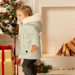 DB20476 dave bella winter baby girls fashion solid hooded down coat children 90% white duck down padded kids girl jacket