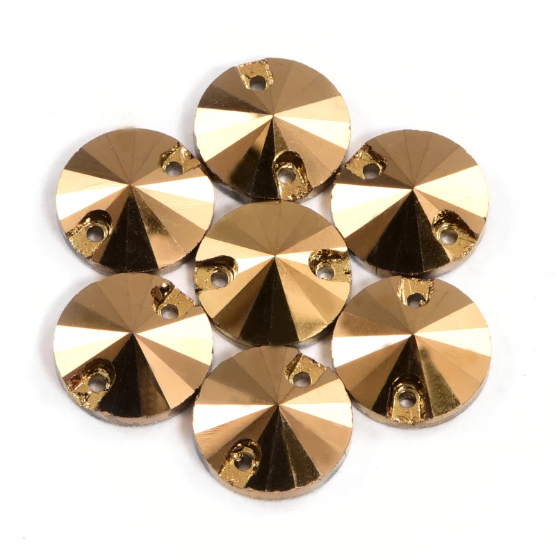Aurum Runde Rivoli Kristall Nähen Auf Strass Mine Gold Flatback Glas Nähen Kristalle Perlen Für Hochzeit Dekoration Y3539