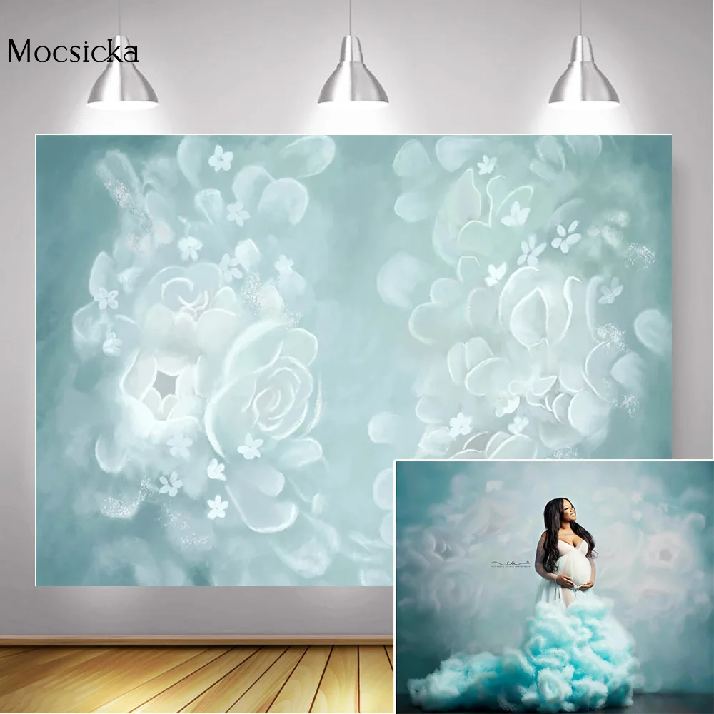 

Newborn Kids Birthday Portrait Photography Background Floral Pregnant Woman Baby Shower Art Backdrop Flowers Hand Painted