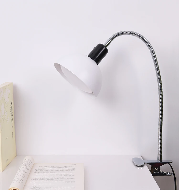 12W/20W E27 Bulb Simple Big Clip Led Desk Lamp Metal Bracket Bedroom With 500mm Flexiable Gooseneck Led Reading Desk Lamp