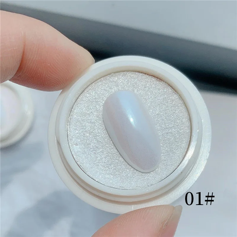 1 Box Pearl Shell Nail Glitter Powder Aurora Mermaids Ice Transparent sparkle Iridescent Nail Art Pigment Chrome Dust Manicures