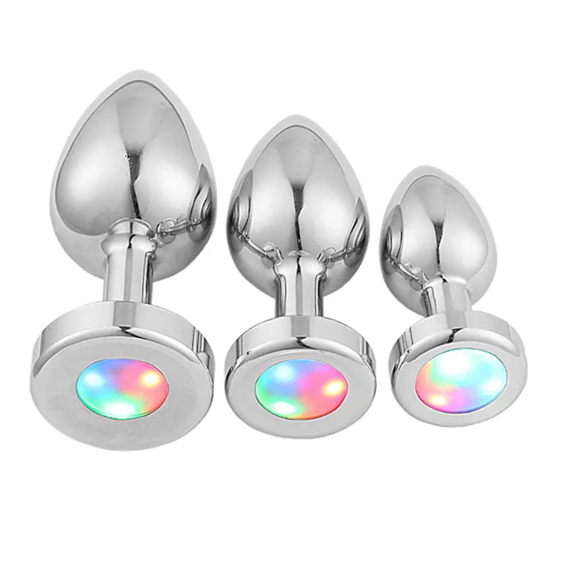 Led Butt Plug Metal Anal Plug With Light Sex Games For Couples Luminous Anal Cork Prostate Massage Buttplug Tail Erotic Toys