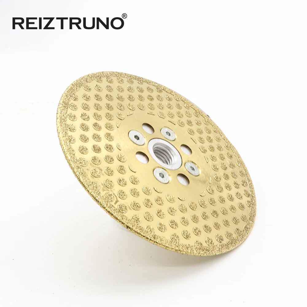 REIZTRUNO 5 "ใบมีดเพชรหินอ่อนสองด้านพร้อมอะแดปเตอร์ Quad Electroplated ต่อเนื่อง Turbo Blade สําหรับตัดหินอ่อน