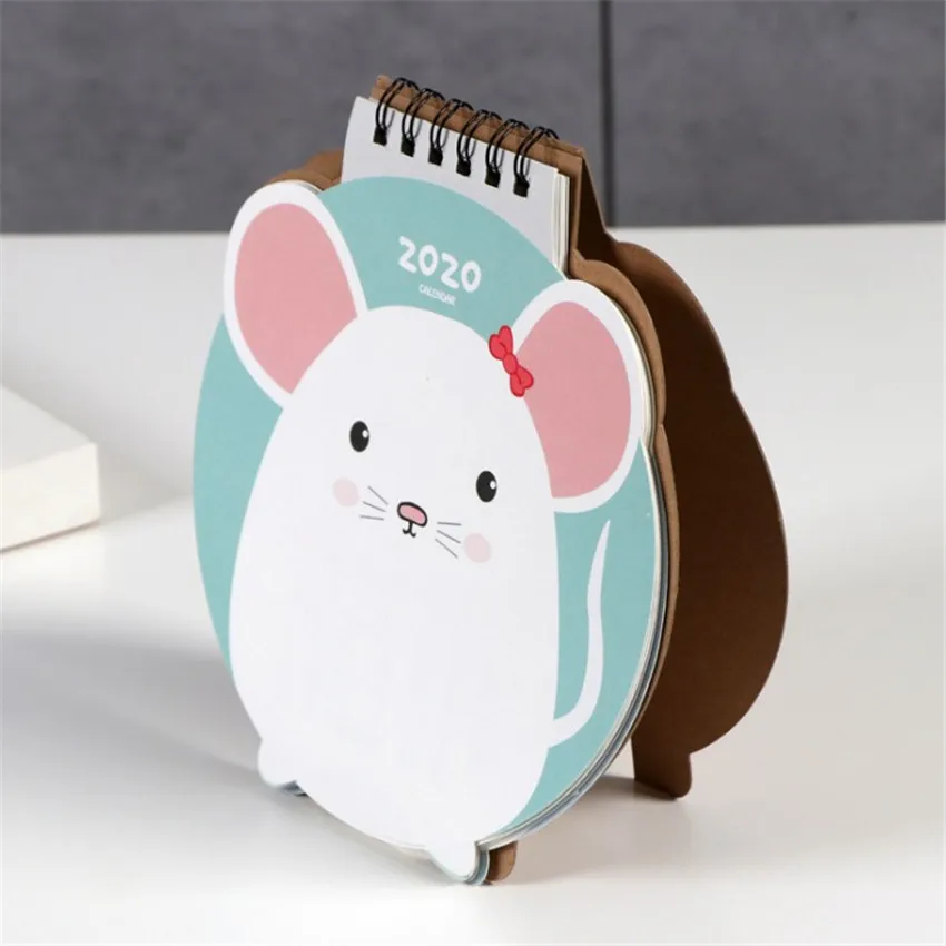 1pc 2020 Jahr kreative Cartoon Maus Kalender niedlichen Ratte Desktop Papier Kalender Dekoration Geschenke täglichen Scheduler Tisch kalender