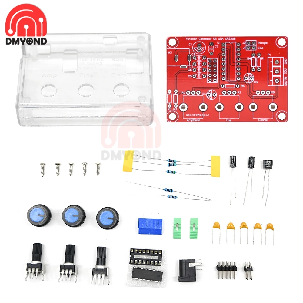 XR2206 DDS Function Signal Generator DIY Kit Sine/Triangle/Square Output 1Hz-1MHz Signal Generator Adjustable Frequency Amplitud