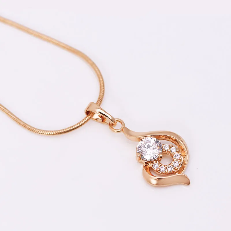 MxGxFam Fashion Zircon Jewelry set Pendant Necklace and Earring For Women 18 k Yellow Gold Color High Quality CZ AAA+