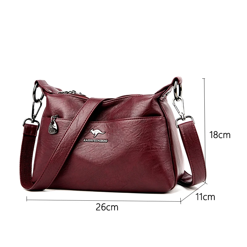 Ladies Multi-pocket Messenger Bag High Quality Soft PU Leather Shoulder Bags Casual Crossbody Bags For Women 2024 New Tote