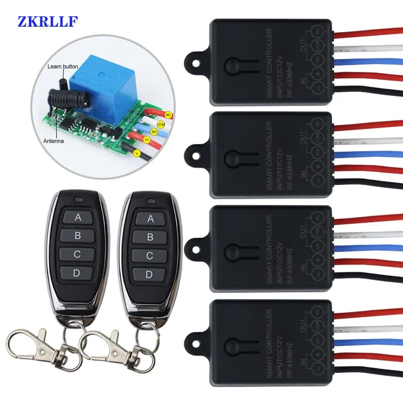 433Mhz DC 12V 1CH Universal Smart Home Wireless RF Remote Control Switch Relay Receiver Module And 433 MHz Light Transmitter DIY