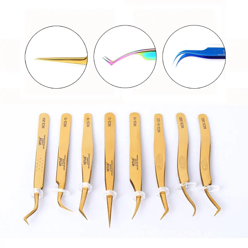 VETUS High Precision Eyelashes Tweezers Professional For Volume Eyelash Extension Excellent Closure Superhard Makeup Tweezer