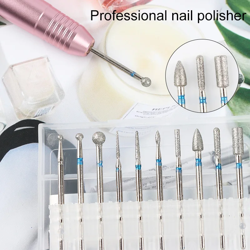 

Diamond Cuticle Nail Drill Bits Set 10pcs For Acrylic Gel Nails Prep Nail Art Tools For Manicure Pedicure 3/32''(2.35mm)