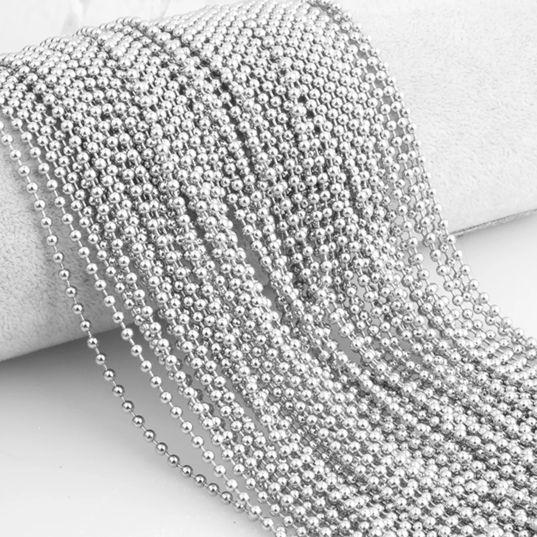 Wholesale 10/20/50/100pcs/Lot 1.5/2/2.4/3/3.2mm Silver Color Stainless Steel Bead Ball Chain Necklace DIY Jewelry Findings