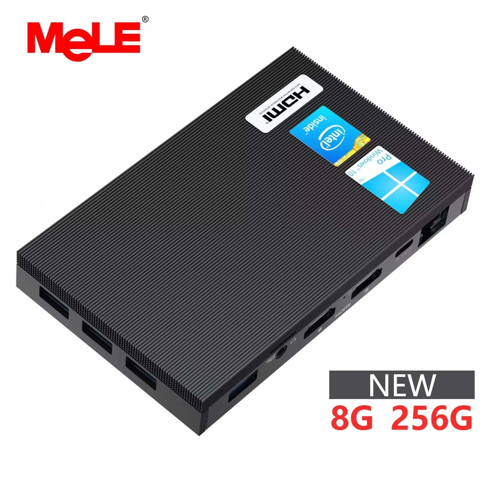 MeLE Quạt Không Cánh 4K Mini PC Intel Celeron J4125 Quad Core 8GB 256GB Windows 10 Máy Tính Kép HDMI 2.4G/5G WiFi 2 Băng Tần SSD