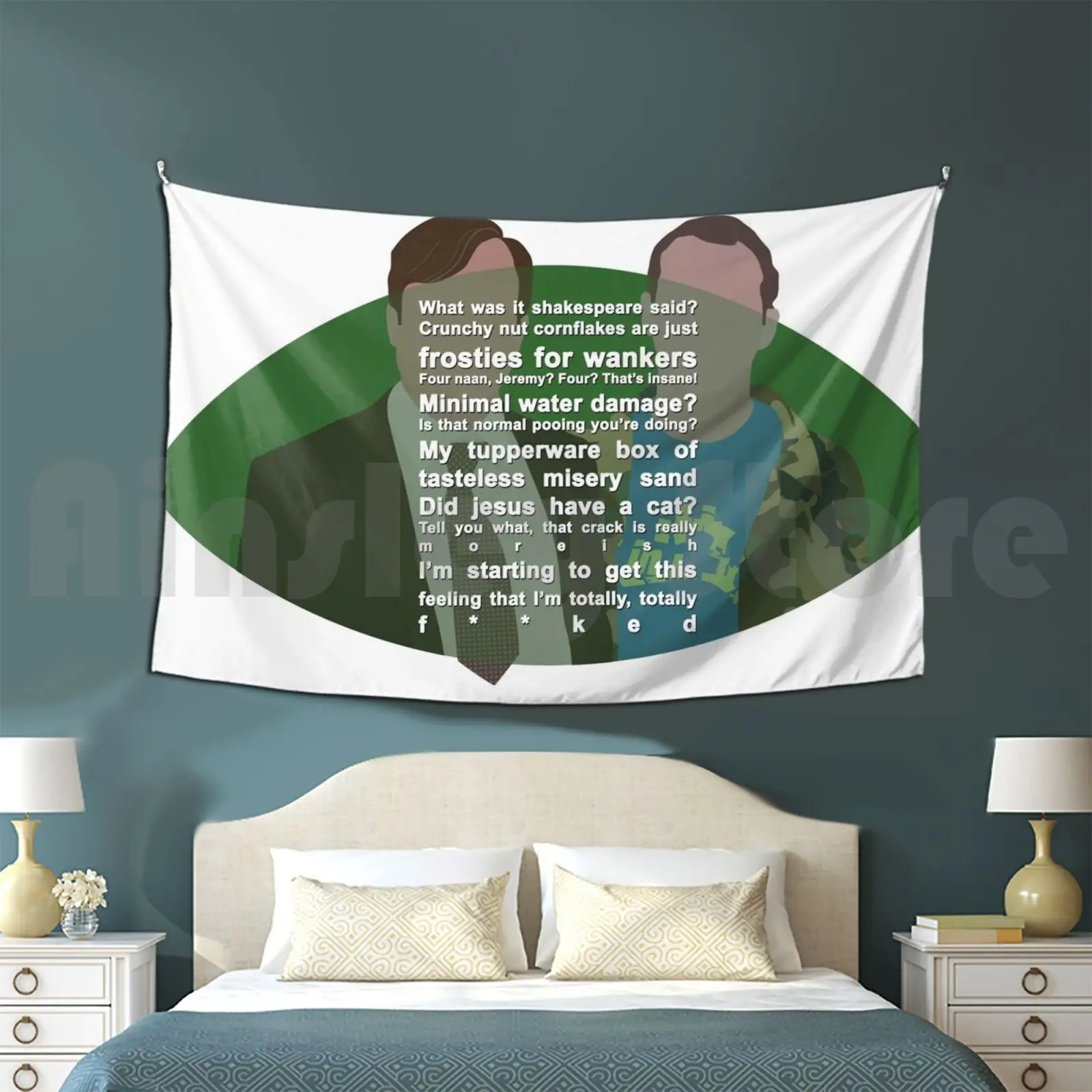 Peeperos Customized Tapestry Peep Show Tv Quote Quotes Mark Jez Jeremy Green Vector Awesome Amazeballs