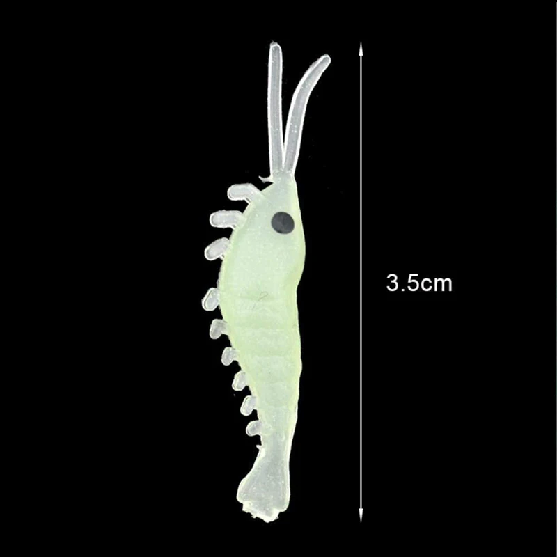 50Pcs Luminous Shrimp Fishing Bait Soft Lure Worms Glow Shrimps Fishing Lures for Bass Crappie Fishing Lures 3.5cm