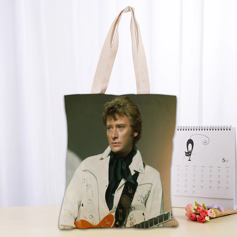 Johnny Hallyday Tote Bag Foldable Shopping Bag Reusable Eco Large Unisex Canvas Fabric Shoulder Bags Tote Grocery Cloth Pouch