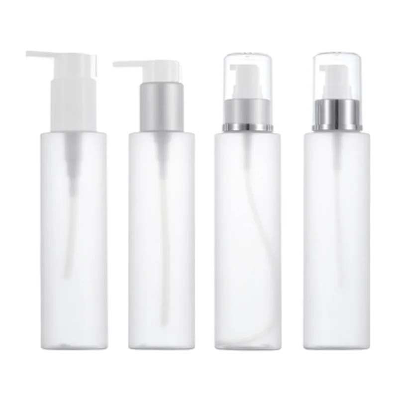 20Pcs 5oz Plastic Lotion Bottle Empty Clear Frosted Silver White Pump 150ml Cosmetic Refillable Lash Shampoo Empty Bottles