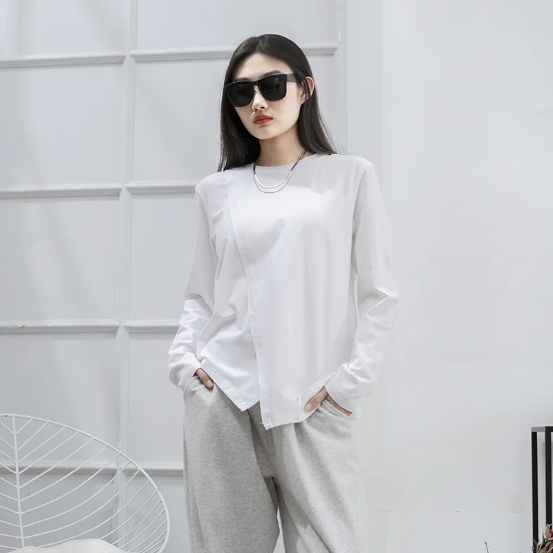 

Ladies Long Sleeve T-Shirt Spring And Autumn New White Personality Fashion Trend Yamamoto Wind Large Size T-Shirt