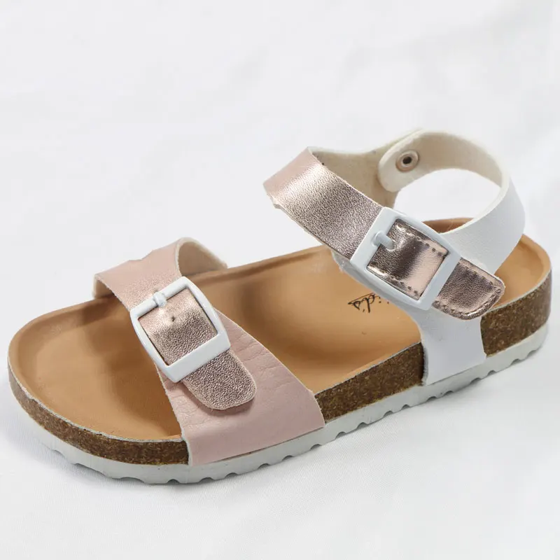 Summer Children Sandals for Girls PU Leather Metallic Glitter Princess Orthopedic Shoes Open Toe Toddler Kids Girl Sandals Cork