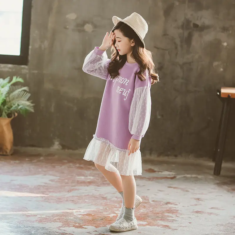 Teenager dress clothes girls dress cotton children long sleeve dress 8 9 11 12 13 long sleeve dress for girls