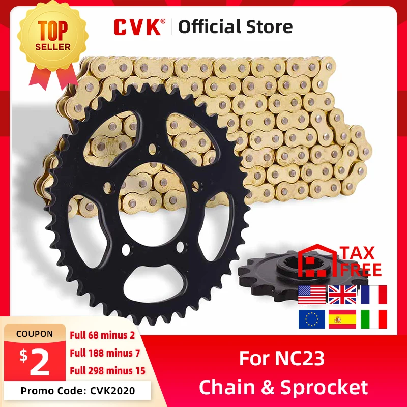 CVK Motorcycle Accessories Front and Rear Chain Sprocket & Chain For HONDA CBR400 NC23 CBR400RR CBR 400