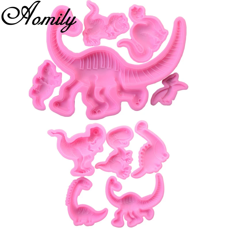 Aomily 3D Dinosaur Shaped Silicone Molds Cake Chocolate Mold Cake Decorating Tools Fondant Sugarcraft Ice Block Soap Mould