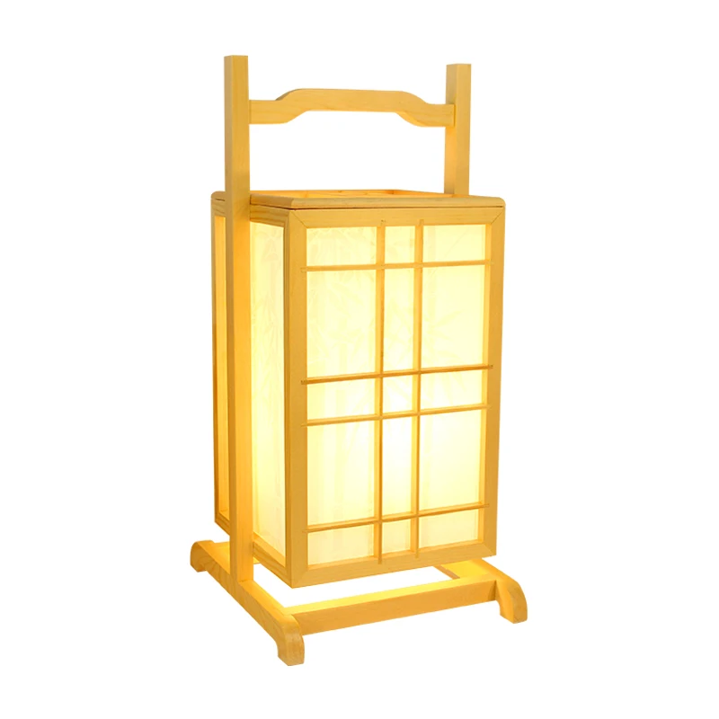 Imagem -02 - Estilo Japonês Portátil Lâmpada de Assoalho de Madeira Luzes Criativas Quarto Cabeceira Shoji Table Lamp