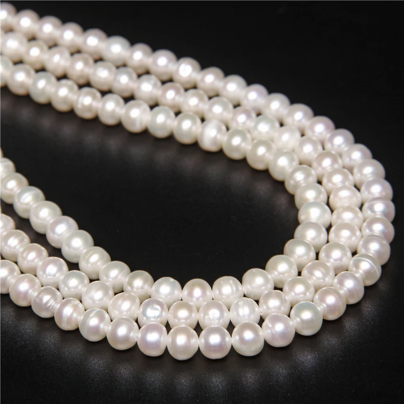 100% Real Natural Freshwater Pearl Beads For Jewelry Making Potato Round White Pearl Loose Beads DIY Bracelet Necklace 14\