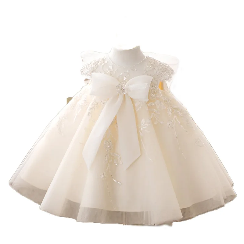 Baby 1st Birthday Wedding Party Dress Girl Princess Dress Kids Lace Bow Dresses For Girls Baptism Dress Teen Boutique Ball Gown