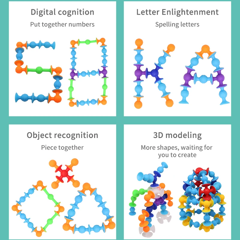Soft Sucker Building Blocks Assembled Suction Cup Funny Silicone Block for Children Model Construction Toys Creative Gifts